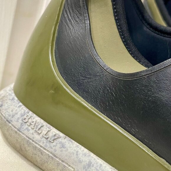BALLY MADE IN ITALY SNEAKERS AESTHETIC GREEN OLIVE NEOPRENE BLACK LEATHER  SZ 13 - Picture 9 of 16
